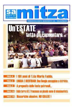 Copertina del Numero Uno del periodico Parrocchiale "Sa Mitza"