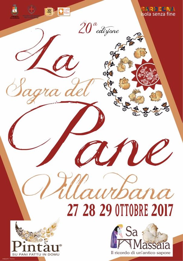 Manifesto della Ventesima Sagra del Pane a  Villaurbana: 27, 28 e 29 Ottobre 2017