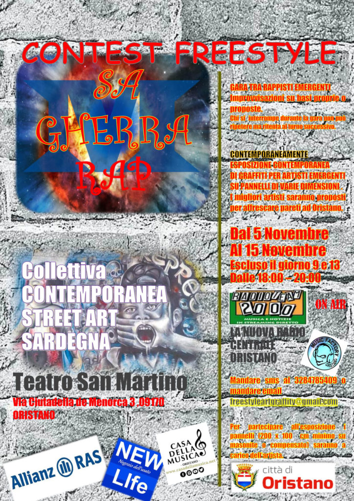 Dal 5 Novembre al 15 Novembre: Gara tra Rappisti emergenti ed esposizione contemporanea di graffitti di artisti emergenti.